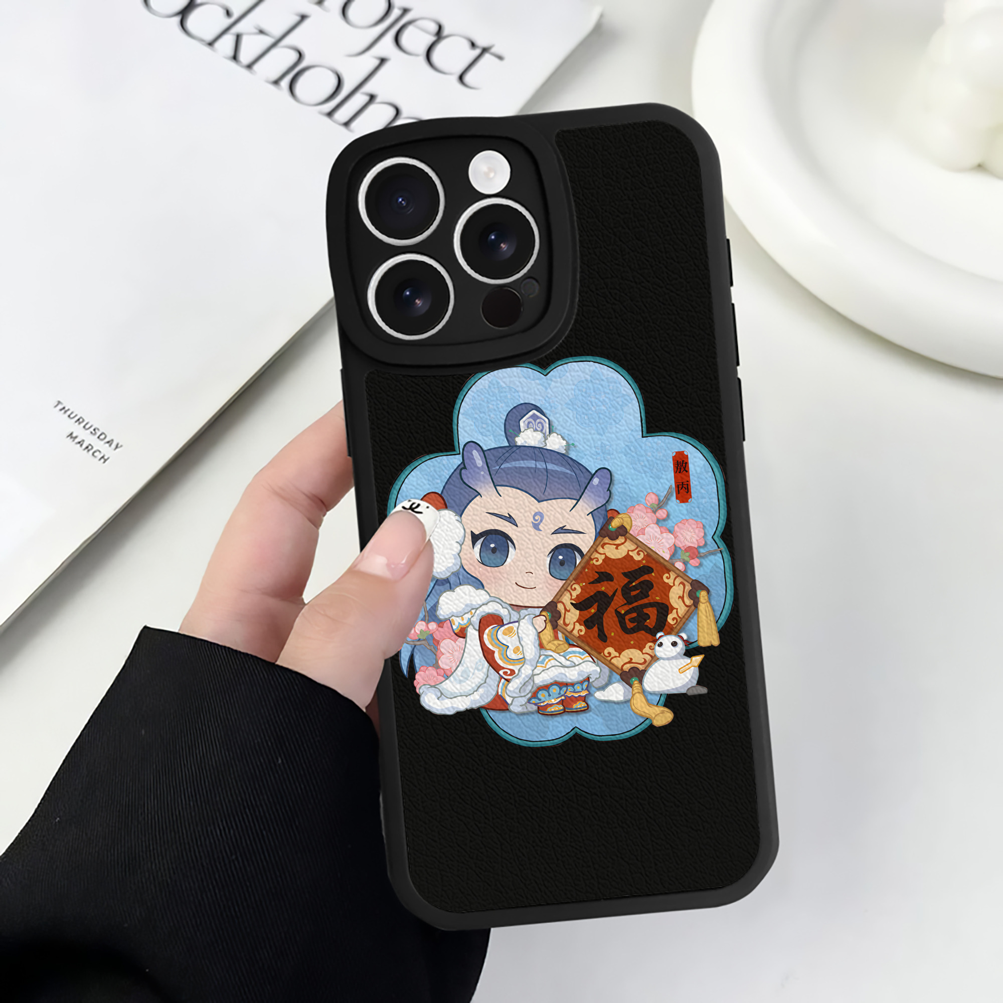 （画像用） Ne Zha 2 ナタ 魔童の大暴れ 【iPhone 16シリーズ対応】シリコンスマホケース（レザー調） 材質：シリコン
